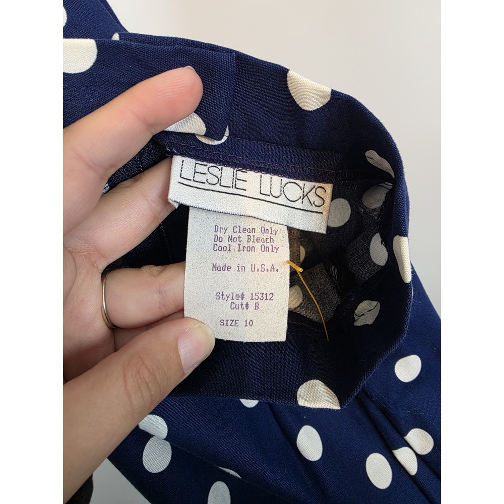 Leslie Luck Blue Striped & Polka Dot Two-Piece Set | Size 10 | Vintage 80s Chic - Picture 9 of 9